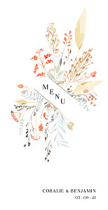 Menu de mariage sans photo solstice d'été blanc Menu de mariage sans photo solstice d'été blanc