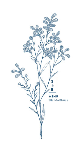 Menu de mariage Laure de Sagazan (recto-verso) bleu - Recto Menu de mariage Laure de Sagazan (recto-verso) bleu - Recto