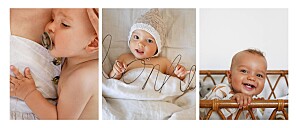 Faire-part de naissance moderne 3 photos (panoramique) blanc Faire-part de naissance moderne 3 photos (panoramique) blanc