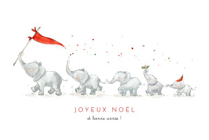 Carte de voeux Le Noël des 5 éléphants blanc