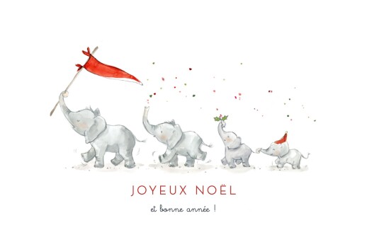 Carte de voeux Le Noël des 4 éléphants blanc - Page 1 Carte de voeux Le Noël des 4 éléphants blanc - Page 1