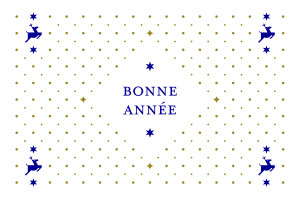 Carte de voeux Rennes de noël bleu & doré Carte de voeux Rennes de noël bleu & doré