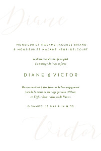 Faire-part de mariage gris calligraphie vert sapin Faire-part de mariage gris calligraphie vert sapin
