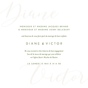 Faire-part de mariage gris calligraphie vert sapin Faire-part de mariage gris calligraphie vert sapin