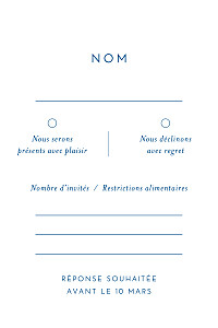 Carton réponse mariage sans photo calligraphie bleu Carton réponse mariage sans photo calligraphie bleu