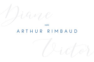 Marque-table mariage classique calligraphie bleu Marque-table mariage classique calligraphie bleu