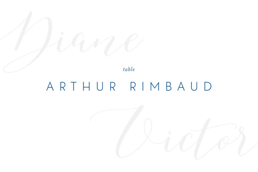 Marque-table mariage Calligraphie bleu - Recto Marque-table mariage Calligraphie bleu - Recto
