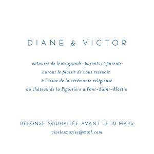 Carton d'invitation mariage Calligraphie bleu