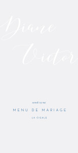 Menu de mariage Calligraphie bleu Menu de mariage Calligraphie bleu