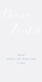Menu de mariage Calligraphie bleu