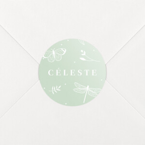 Stickers pour enveloppes naissance Élégant papillon vert