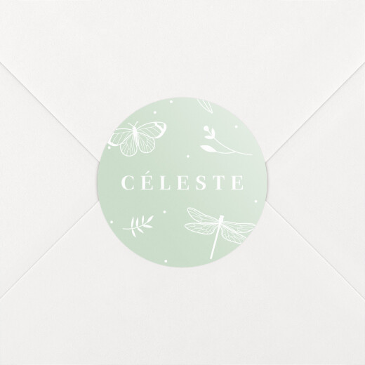 Stickers pour enveloppes naissance Élégant papillon vert - Vue 1