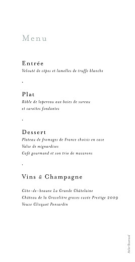 Menu de mariage Songe champêtre gypsophile - Verso Menu de mariage Songe champêtre gypsophile - Verso