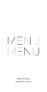 Menu de mariage bleu love code noir Menu de mariage bleu love code noir