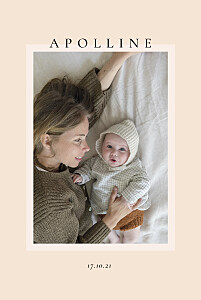 Faire-part de naissance avec photo cadre pastel beige Faire-part de naissance avec photo cadre pastel beige
