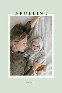 Faire-part de naissance vert cadre pastel vert Faire-part de naissance vert cadre pastel vert