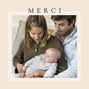 Carte de remerciement photos cadre pastel beige Carte de remerciement photos cadre pastel beige