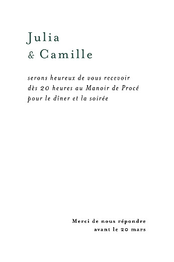 Carton d'invitation mariage Songe méditerranéen palmier - Verso Carton d'invitation mariage Songe méditerranéen palmier - Verso