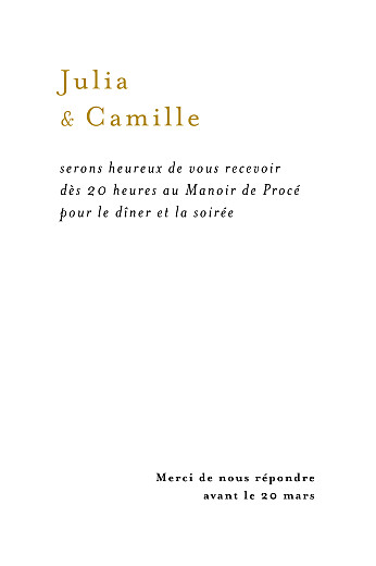 Carton d'invitation mariage Songe atlantique épillet - Verso