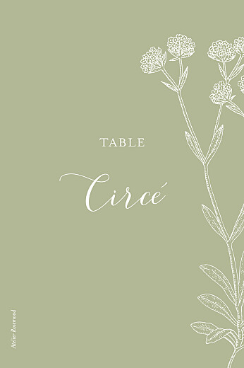 Marque-table mariage Botanique vert - Verso