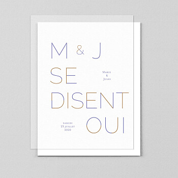 Faire-part de mariage love code (calque) bleu Faire-part de mariage love code (calque) bleu