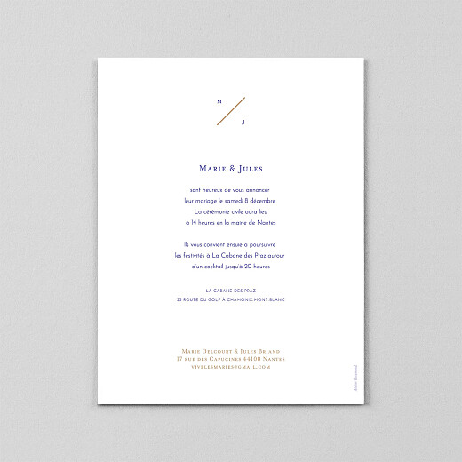 Faire-part de mariage Love Code (calque) bleu - Vue 3