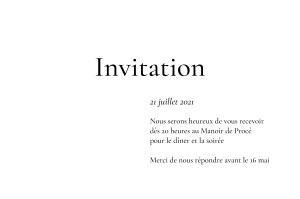 Carton d'invitation mariage Sobre blanc
