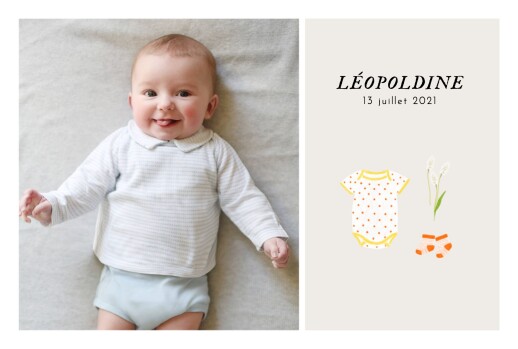 Faire-part de naissance Petit Bateau x Rosemood (photos) jaune corail - Recto Faire-part de naissance Petit Bateau x Rosemood (photos) jaune corail - Recto