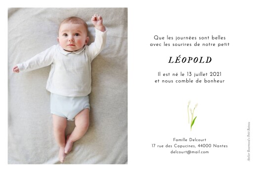 Faire-part de naissance Petit Bateau x Rosemood (rayures) bleu - Verso Faire-part de naissance Petit Bateau x Rosemood (rayures) bleu - Verso
