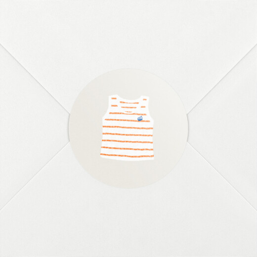 Stickers pour enveloppes naissance Petit Bateau x Rosemood marinière corail - Vue 1