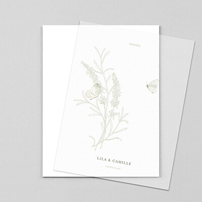Faire-part de mariage botanique portrait (calque) vert Faire-part de mariage botanique portrait (calque) vert