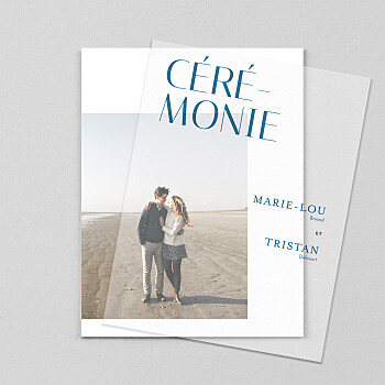 Faire-part de mariage capitale (calque) bleu Faire-part de mariage capitale (calque) bleu