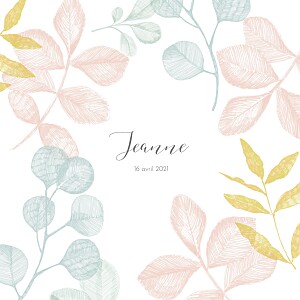 Faire-part de naissance rose feuillaison rose Faire-part de naissance rose feuillaison rose