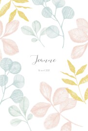 Faire-part de naissance Feuillaison (portrait) rose Faire-part de naissance Feuillaison (portrait) rose