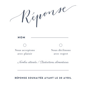 Carton réponse mariage Swing blanc Carton réponse mariage Swing blanc