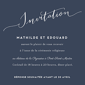 Carton d'invitation mariage bleu swing bleu marine Carton d'invitation mariage bleu swing bleu marine