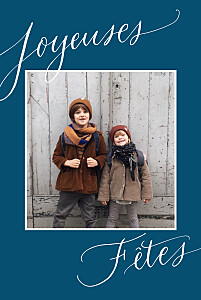 Carte de voeux swing 2 photos bleu Carte de voeux swing 2 photos bleu