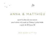 Carton d'invitation mariage Promesse bohème (petite) blanc