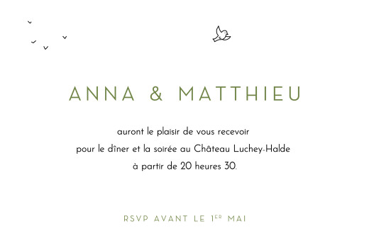 Carton d'invitation mariage Promesse bohème (petite) blanc - Recto Carton d'invitation mariage Promesse bohème (petite) blanc - Recto
