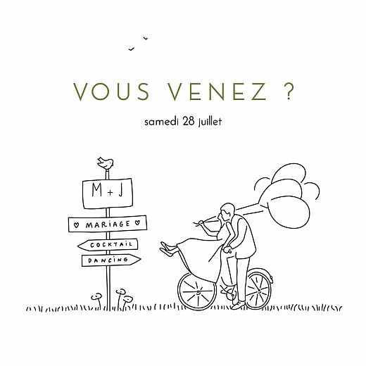 Carton réponse mariage Promesse bohème (petite) blanc - Recto Carton réponse mariage Promesse bohème (petite) blanc - Recto