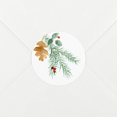 Stickers vœux feuillage aquarelle blanc Stickers vœux feuillage aquarelle blanc