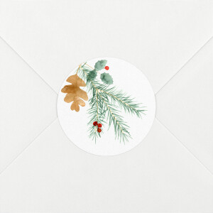 Stickers pour enveloppes vœux Feuillage aquarelle blanc