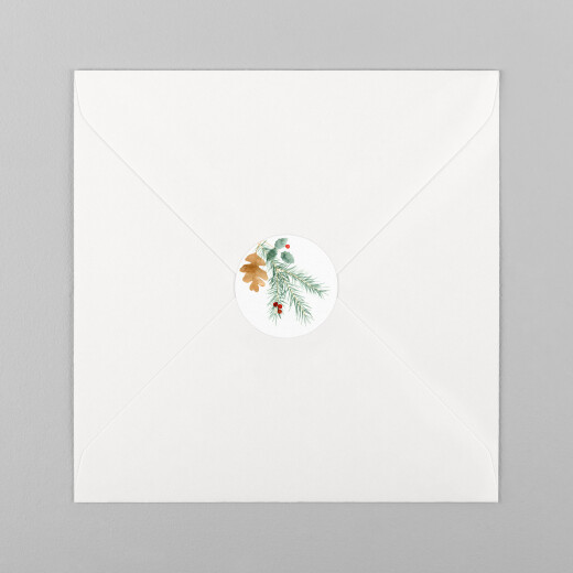Stickers pour enveloppes vœux Feuillage aquarelle blanc - Vue 2