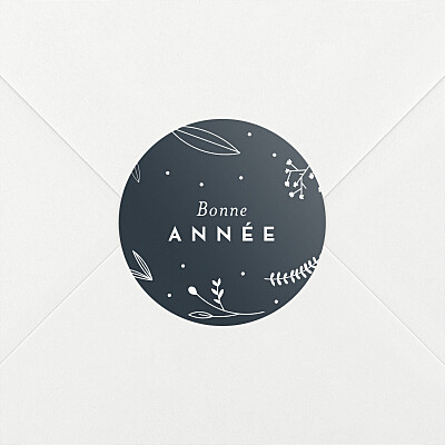 Stickers vœux élégant feuillage bleu Stickers vœux élégant feuillage bleu
