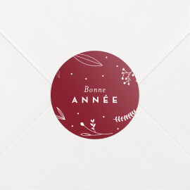Stickers pour enveloppes vœux Élégant feuillage rouge
