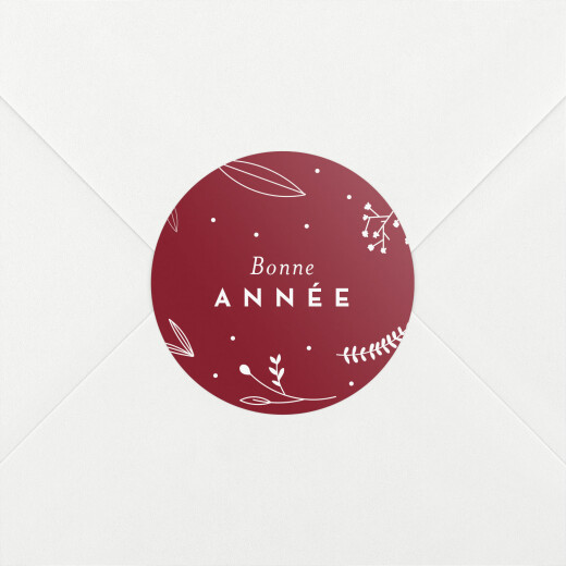 Stickers pour enveloppes vœux Élégant feuillage rouge - Vue 1