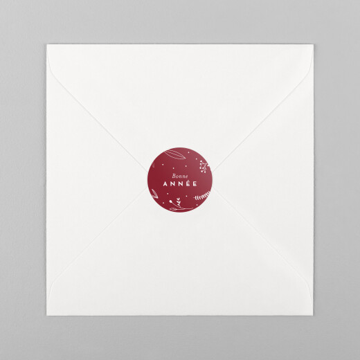 Stickers pour enveloppes vœux Élégant feuillage rouge - Vue 2