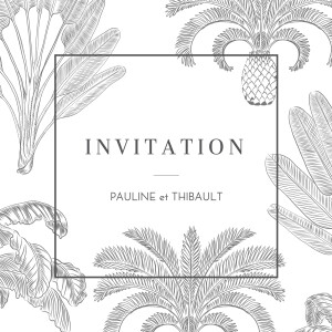 Carton d'invitation mariage Oiseaux de paradis noir