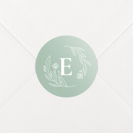 Stickers pour enveloppes naissance Blason floral vert