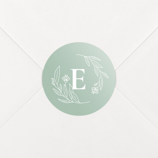 Stickers pour enveloppes naissance Blason floral vert - Vue 1